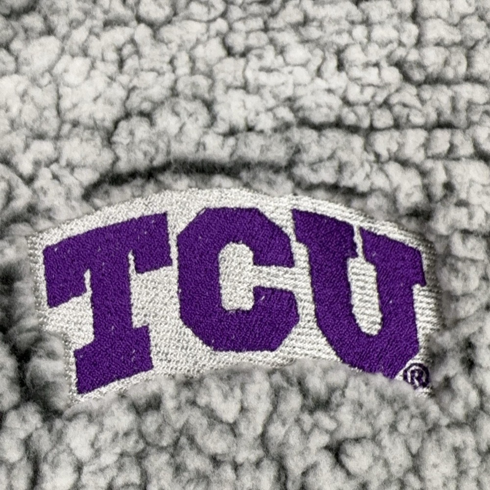 TCU Boxercraft Sherpa Sweatshirt Womens XS Gray Pullover Embroidered Chest Logo - Picture 4 of 14